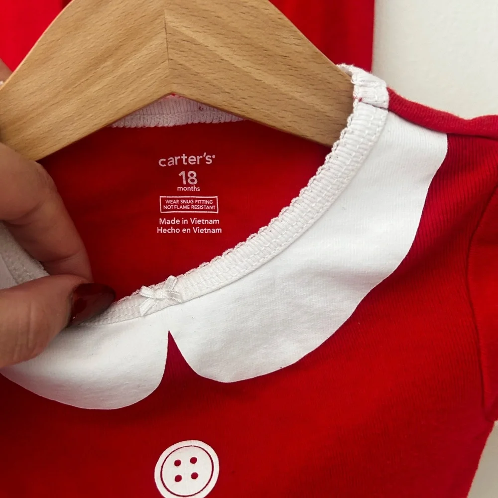 Carter's 18 Months Red and White Santa Christmas Pajama Set